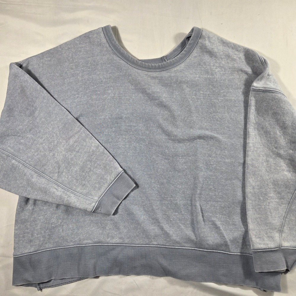 Ocean Drive Womens Acid Wash Open Back Crossover Sweatshirt Blue Large